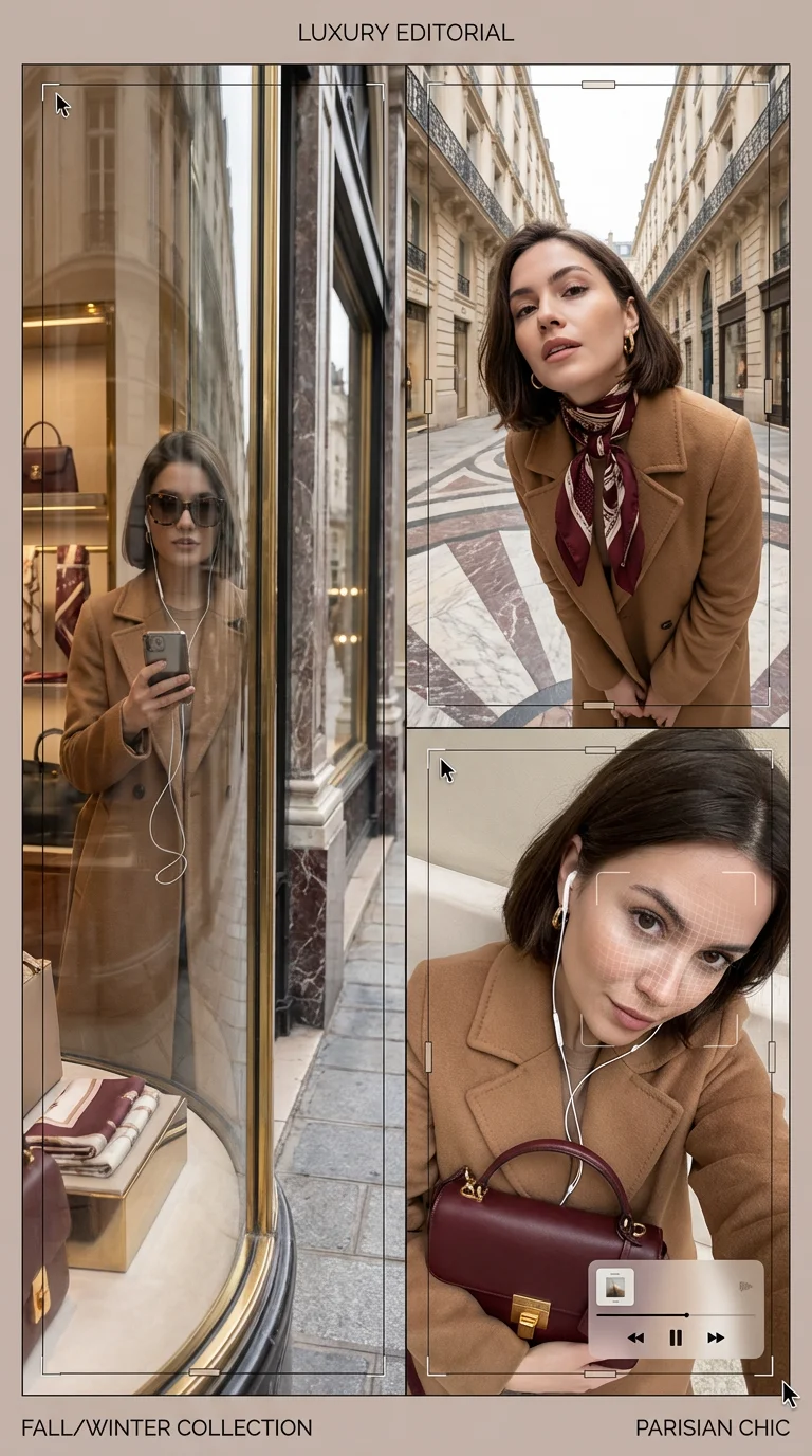 High fashion streetwear collage with luxury editorial styling